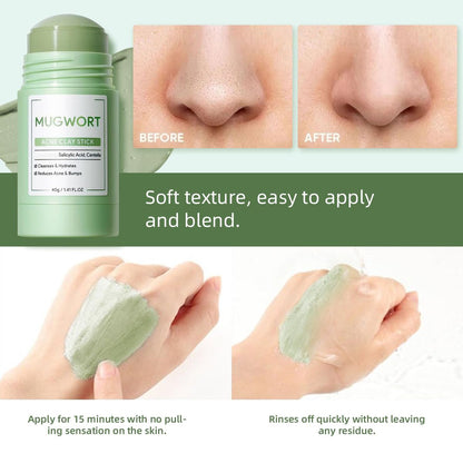 2 Pcs Face Mask Stick for Face — Volcanic and Wormwood Mud Mask Stick, Deep Cleanses, Gently Removes Blackheads, Repairs Skin, 1.41 FL OZ Each