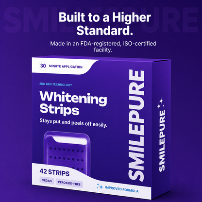 smilepure Purple Teeth Whitening Strips - 7/21 Sessions of Gentle, Peroxide-Free Whitening for Non-Sensitive Teeth