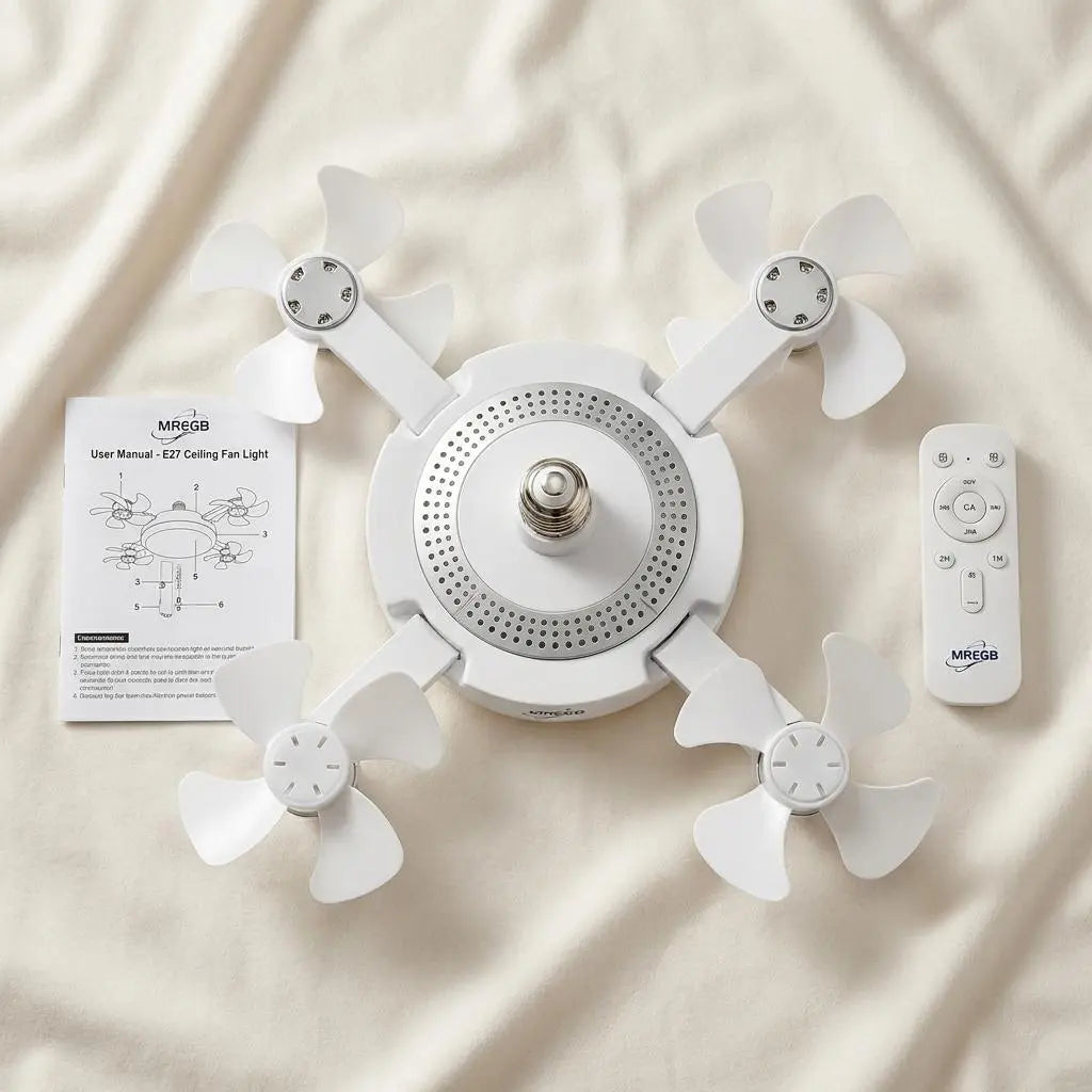 Experience Ultimate Comfort with the MREGB 2026 E27 Socket Ceiling Fan Light - A Stylish 2-In-1 Silent LED Fan and Remote-Controlled Lighting Solution for Your Home