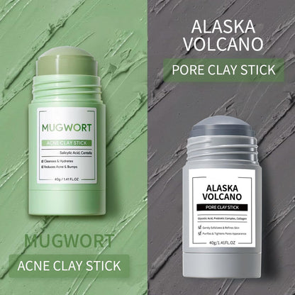 2 Pcs Face Mask Stick for Face，Volcanic and Wormwood Mud Mask Stick，Deep Cleanses, Gently Removes Blackheads, Repairs Skin，1.41 FL OZ Each