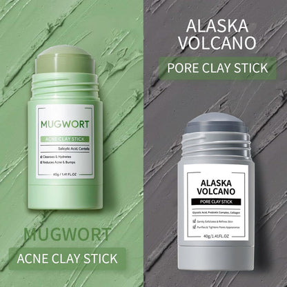 2 Pcs Face Mask Stick for Face — Volcanic and Wormwood Mud Mask Stick, Deep Cleanses, Gently Removes Blackheads, Repairs Skin, 1.41 FL OZ Each